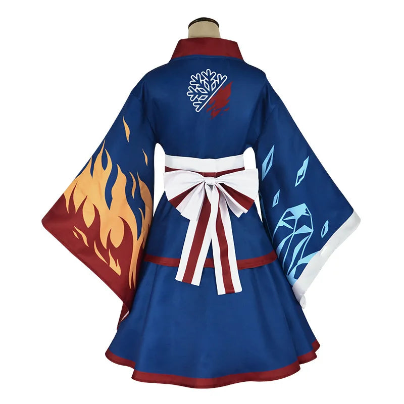 Anime My Hero Academia Todoroki Shoto Cosplay Costume Kimono Dress Uniform Wig Women Men Halloween Carnival Party Role Play Suit