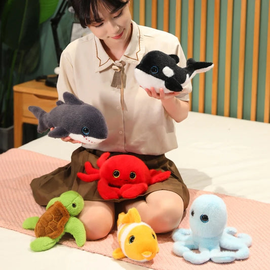 1pc Kawaii Sea Animals Plush Toy Soft Stuffered Sea Turtle Whale Octopus Fish Doll Cute Decor Xmas Gift For Kids Children Girl