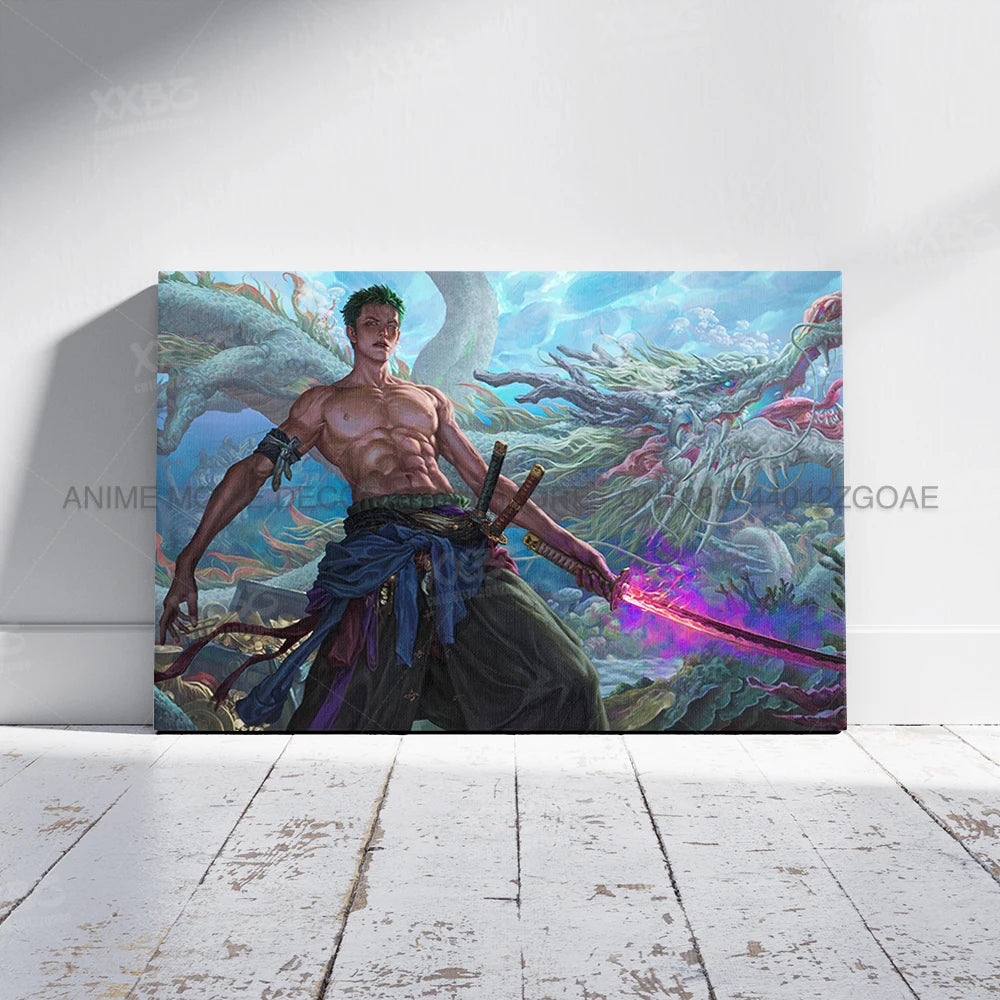 ONE PIECE Poster Roronoa Zoro Decorative Painting Anime Home Decor Straw Hat Pirates Canvas Picture Pirate Hunter Wall Art Mural