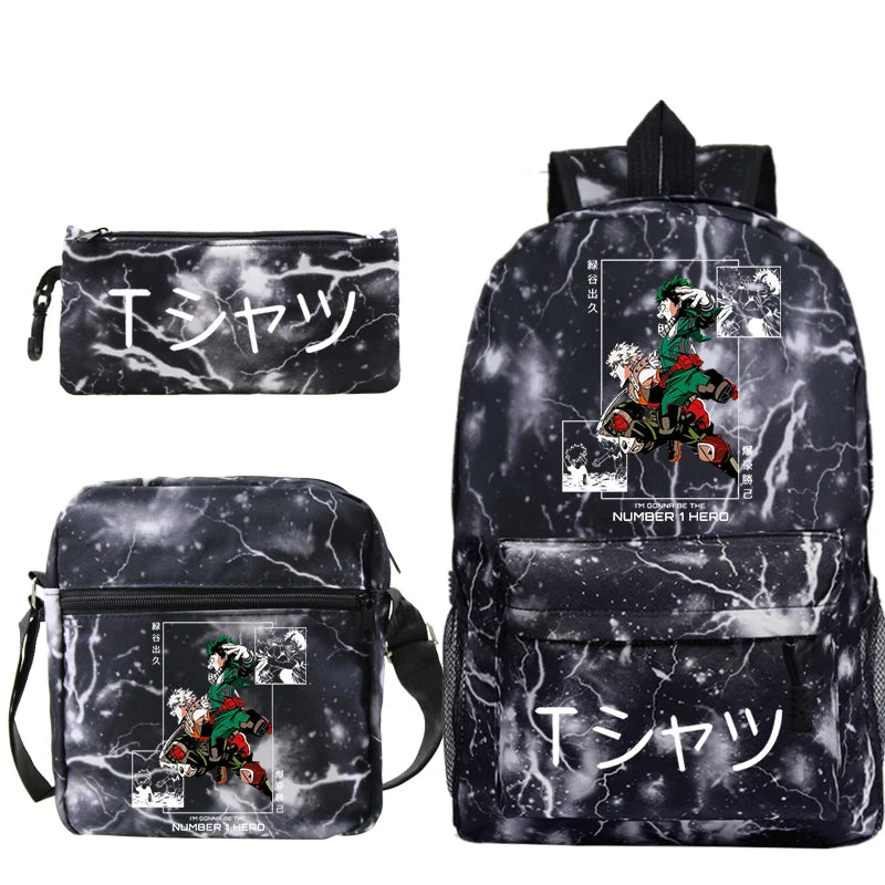 Anime My Hero Academia School Bags Boys Girls Cartoon Rucksack 3pcs Set Boku No Hero Academia Bookbag Children Backpacks Gift