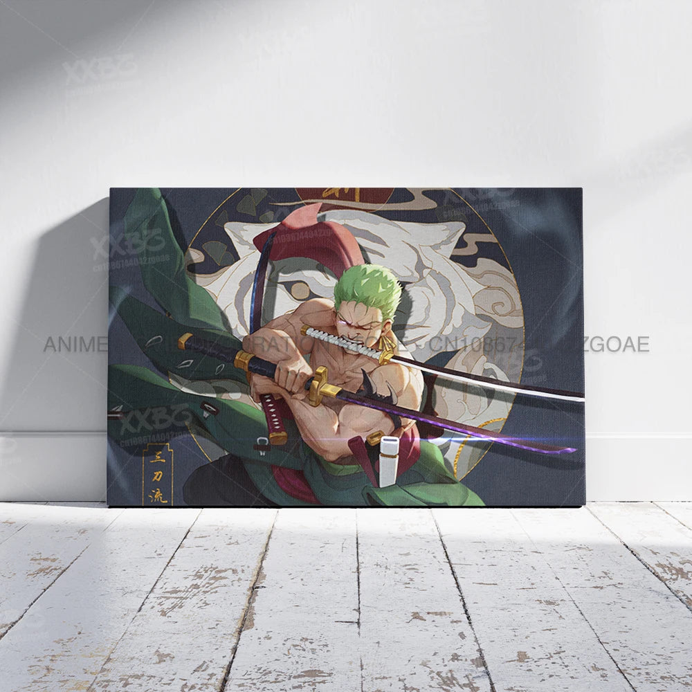 ONE PIECE Poster Roronoa Zoro Decorative Painting Anime Home Decor Straw Hat Pirates Canvas Picture Pirate Hunter Wall Art Mural