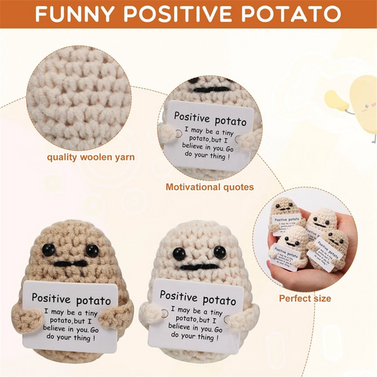 BAAA-10PCS Cute Positive Potato Emotional Support Pickle with Cards and Bags Crochet Doll Plush Toy