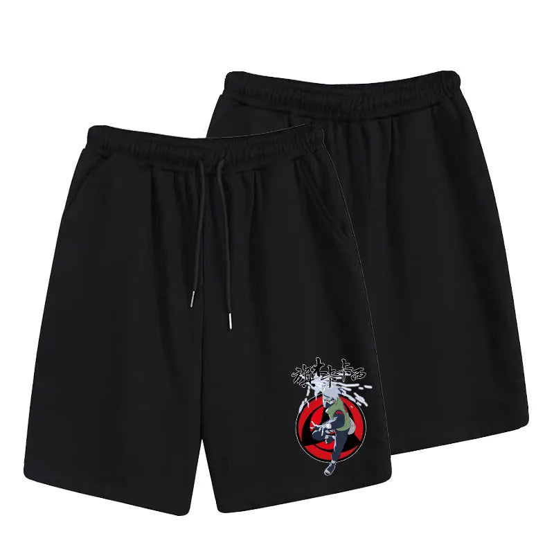 Naruto cartoon print summer casual shorts anime Akira organization Naruto peripheral micro-elastic loose sports shorts men