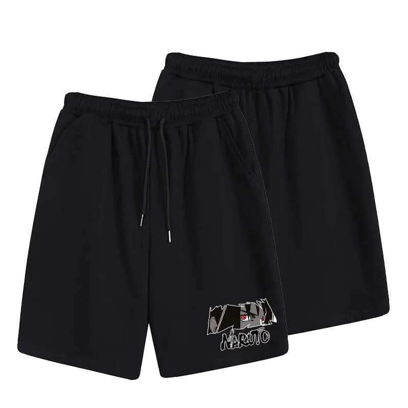 Naruto cartoon print summer casual shorts anime Akira organization Naruto peripheral micro-elastic loose sports shorts men