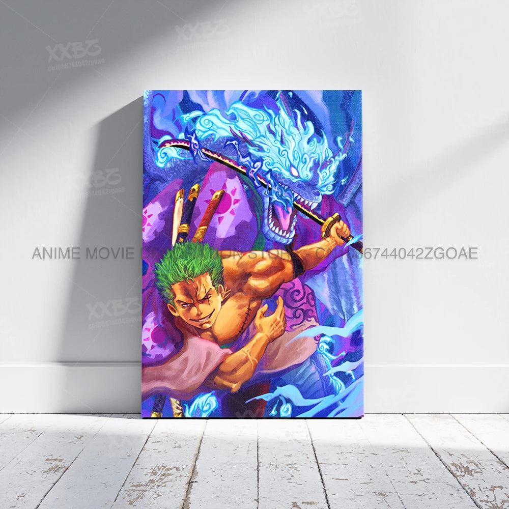 ONE PIECE Poster Roronoa Zoro Decorative Painting Anime Home Decor Straw Hat Pirates Canvas Picture Pirate Hunter Wall Art Mural