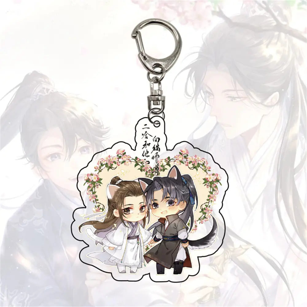 Cute Anime The Husky And His White Cat Shizun Keychain Chu Wanning Mo Ran Cosplay Acrylic Keyring Bag Pendant Fans Gift 6CM