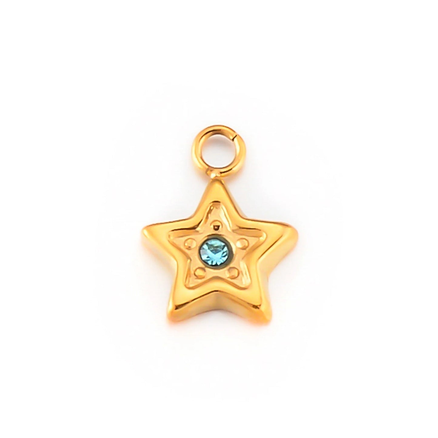 5pcs Mini Stainless Steel Pendant With Rhinestone Star Eyes Cross Ox Horn Charm DIY Bracelet Necklace Jewelry Making Accessories