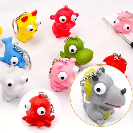 Silicone Vent Squeezing Key Chain Reliever Boring Vent Squeeze Keyring Vent Emotions Work Squeeze Eye Doll Pendant Children