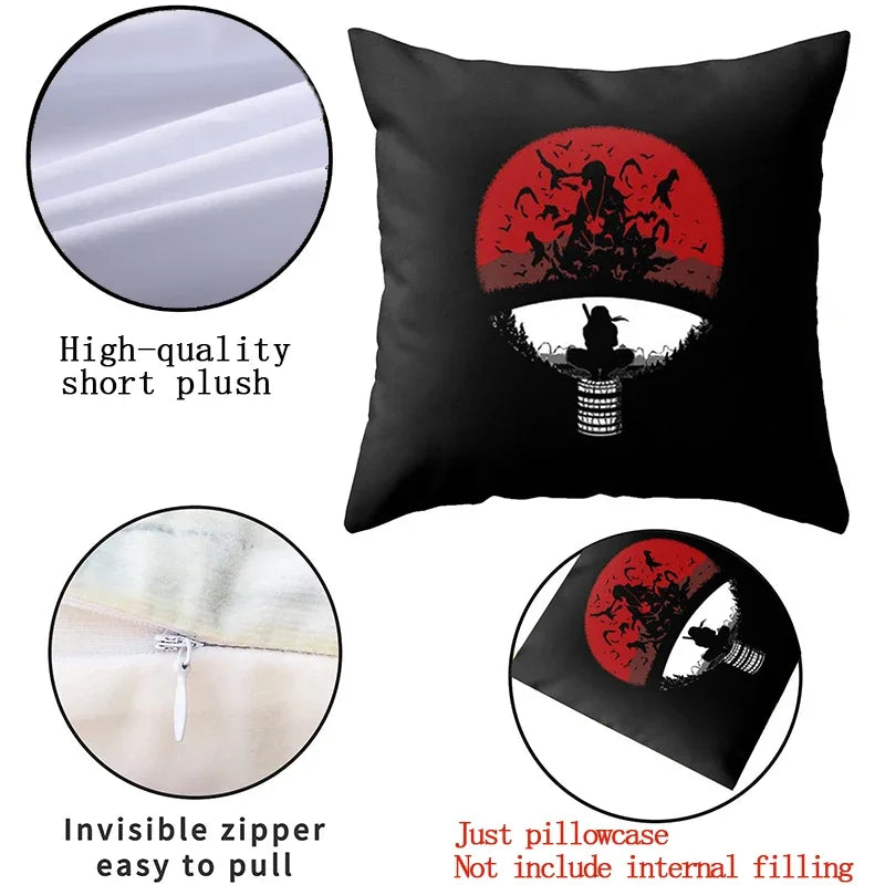 Anime Naruto Printed Pillow Case Red Cloud Uchiha Itachi Action Figures Square Pillow Covers Cushion Sofa Decor Cover Toys Gift