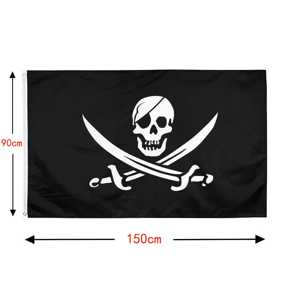one piece skull 90*150cm decoration props red turban pirate flag skull flag halloween decoration anime cosplay children's gift