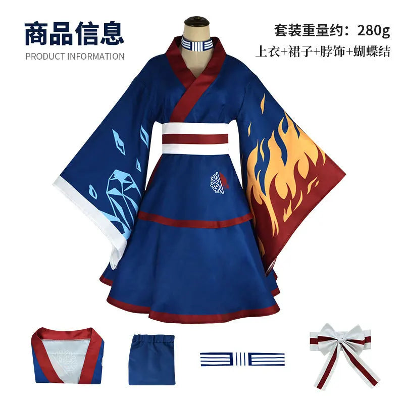 Anime My Hero Academia Todoroki Shoto Cosplay Costume Kimono Dress Uniform Wig Women Men Halloween Carnival Party Role Play Suit