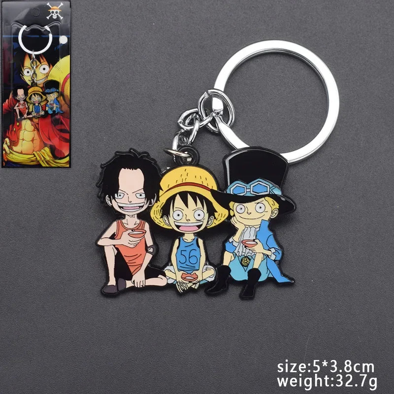 Anime One Piece Thousand Sunny Metal Keychain Cartoon Luffy Pirates Boat Brooch Keyring Bag Pendant for Women Men Kids Model Toy