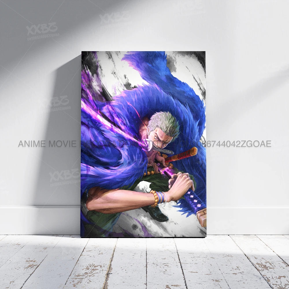 ONE PIECE Poster Roronoa Zoro Decorative Painting Anime Home Decor Straw Hat Pirates Canvas Picture Pirate Hunter Wall Art Mural