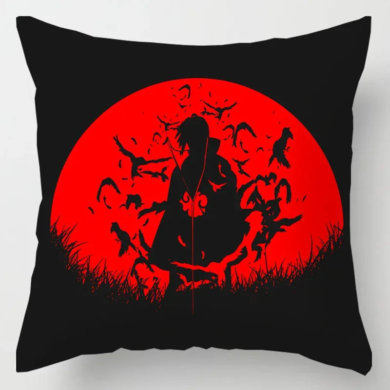 Anime Naruto Printed Pillow Case Red Cloud Uchiha Itachi Action Figures Square Pillow Covers Cushion Sofa Decor Cover Toys Gift