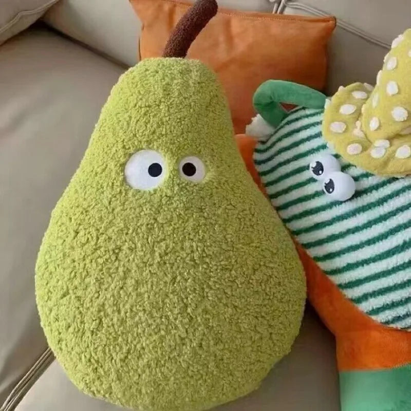 Cute Big Pear Plush Toys Cartoon Green Pear Stuffed Fruit Plushies Dolls Soft Sleeping Soothing Pillow Home Decor Children Gifts