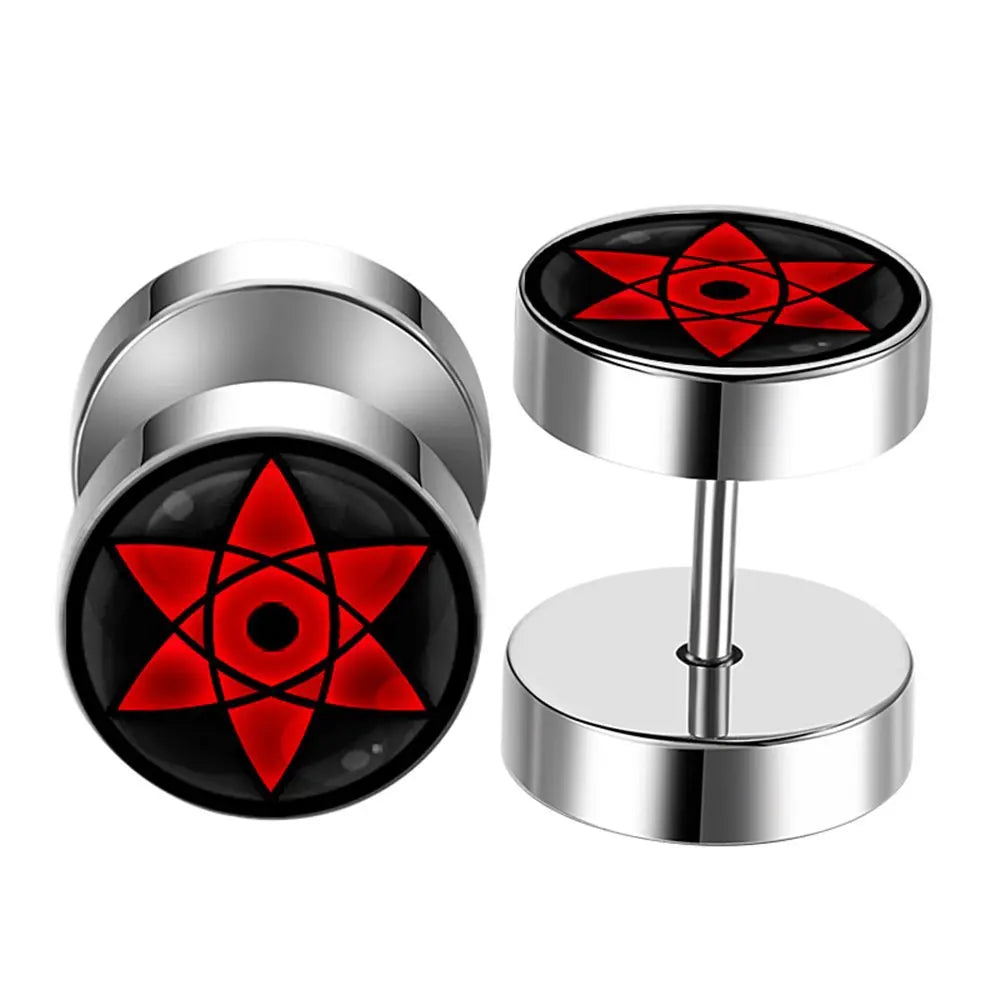 Anime Uzumaki Naruto Earrings Accessories Uchiha Itachi Sharingan Cosplay Party Studs Earrings Toys for Women Men Girl Gift