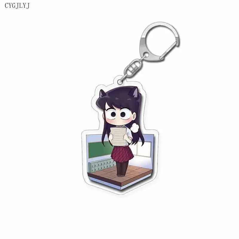 Cute Anime Keychain Komi San Wa Komyushou Desu Women Komi Shoko Tadano Hitohito Key Chain Man Acrylic Accesories Kawaii Chaveio