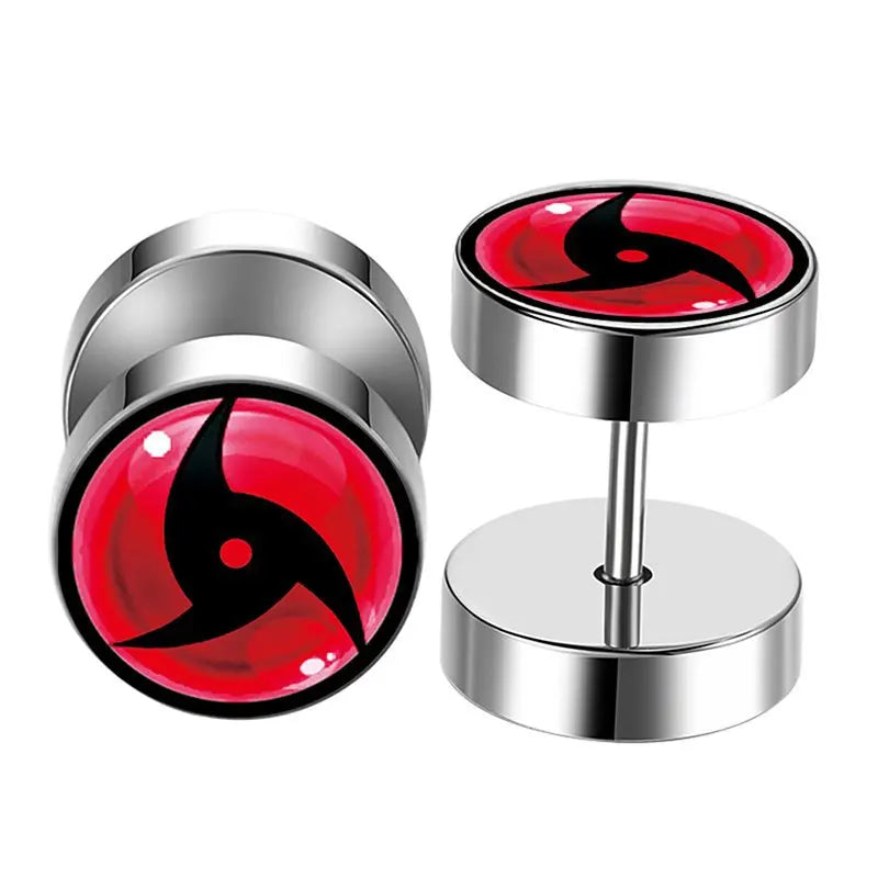 Anime Uzumaki Naruto Earrings Accessories Uchiha Itachi Sharingan Cosplay Party Studs Earrings Toys for Women Men Girl Gift