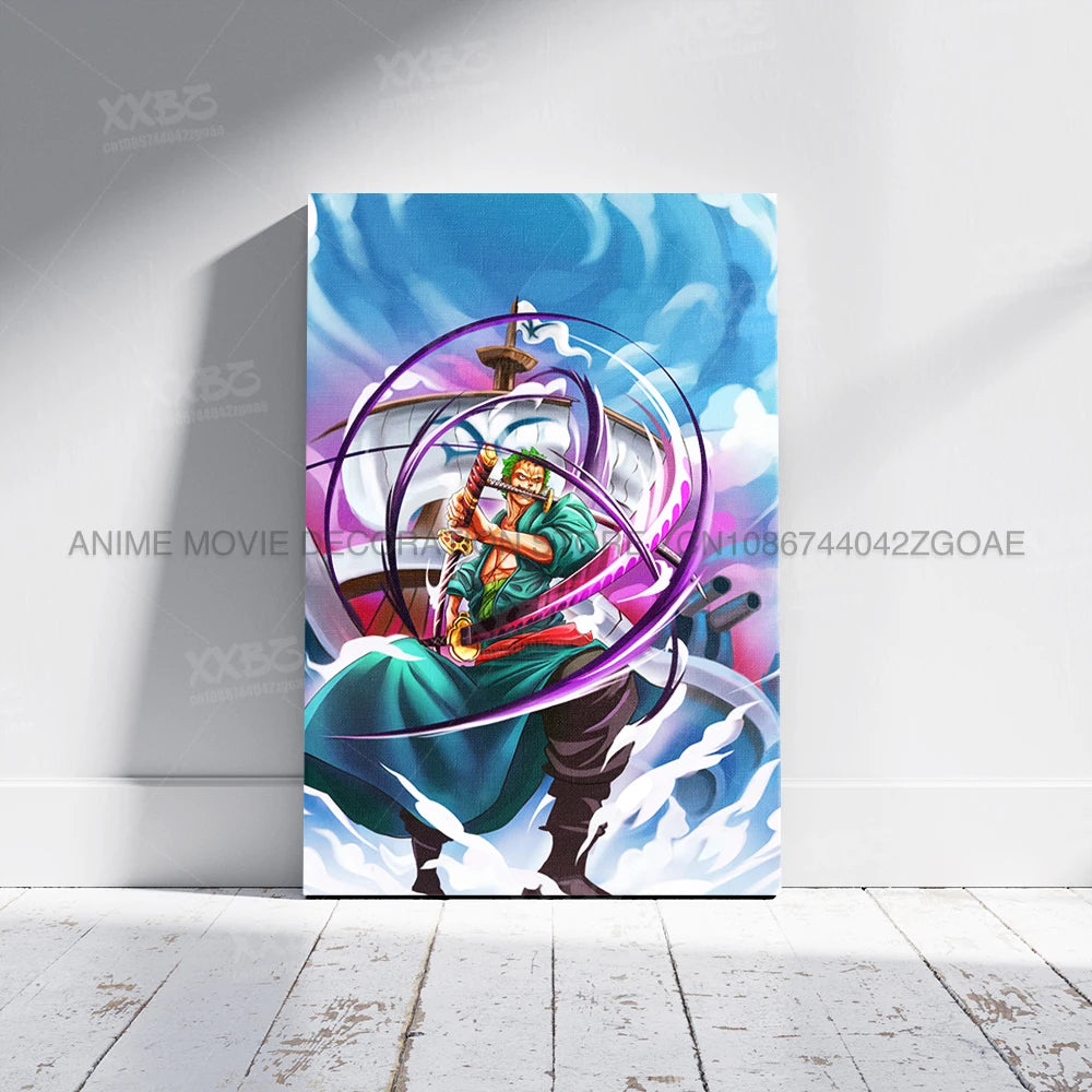 ONE PIECE Poster Roronoa Zoro Decorative Painting Anime Home Decor Straw Hat Pirates Canvas Picture Pirate Hunter Wall Art Mural