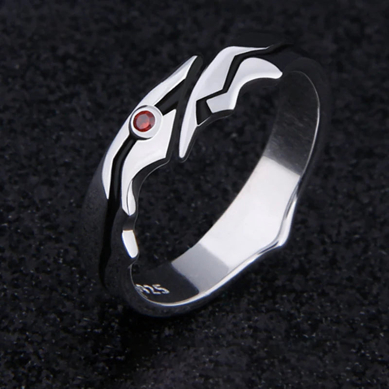 Anime Bungo Stray Dogs Ryunosuke Akutagawa Ring S925 Sterling Silver Adjustable Ring Jewelry Women Men Cosplay Props Gift