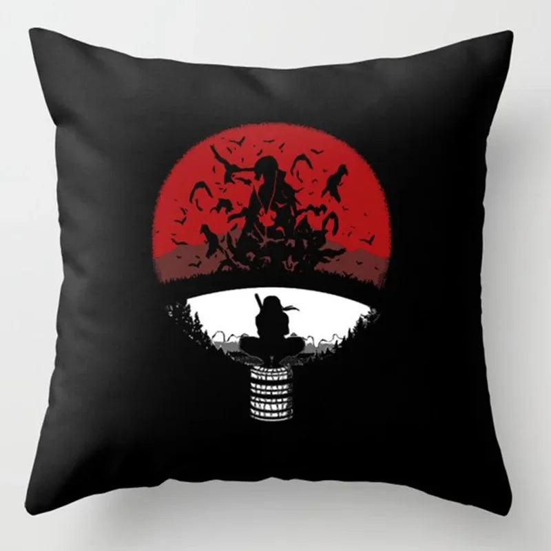 Anime Naruto Printed Pillow Case Red Cloud Uchiha Itachi Action Figures Square Pillow Covers Cushion Sofa Decor Cover Toys Gift