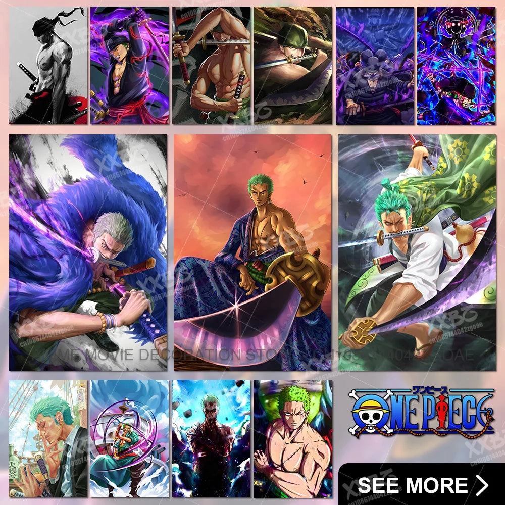ONE PIECE Poster Roronoa Zoro Decorative Painting Anime Home Decor Straw Hat Pirates Canvas Picture Pirate Hunter Wall Art Mural
