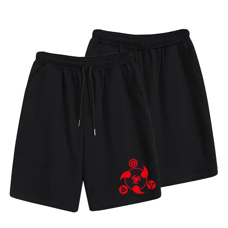 Naruto cartoon print summer casual shorts anime Akira organization Naruto peripheral micro-elastic loose sports shorts men