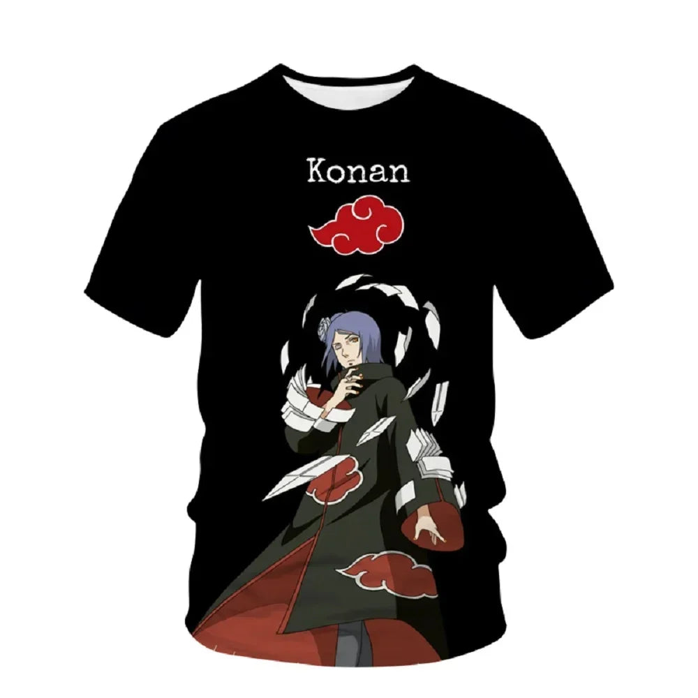 Naruto Boys Girls T-shirt Sasuke Men's T-shirt 3D Printing Shippuden Short-sleeved Anime Men's T-shirt Akatsuki Men's Clothing