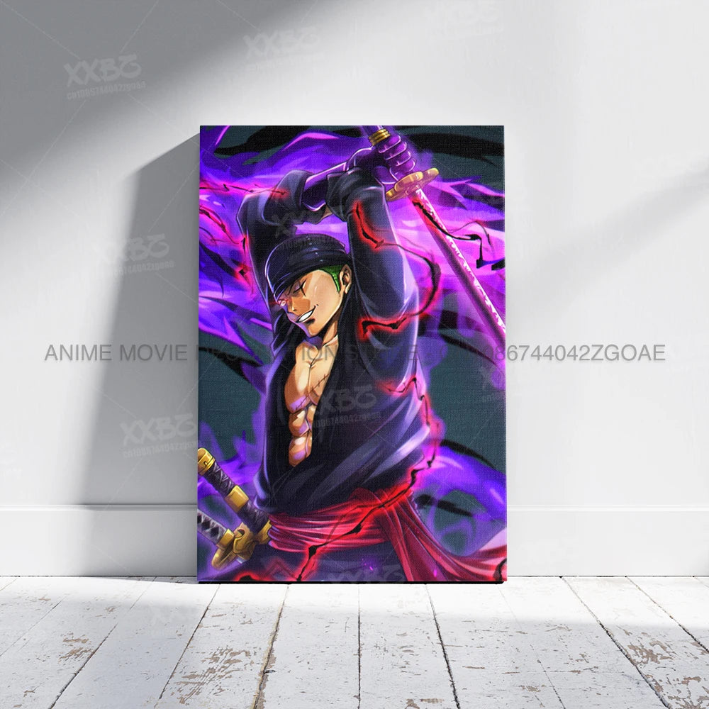 ONE PIECE Poster Roronoa Zoro Decorative Painting Anime Home Decor Straw Hat Pirates Canvas Picture Pirate Hunter Wall Art Mural