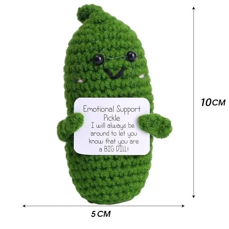 Wool Yarn Shark Doll Energy Potatoes Cucumber Knit Toy Penguin Handmade Pocket with Positive Card Decor Emotional Craft Ornament