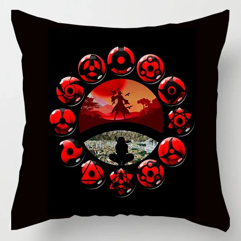 Anime Naruto Printed Pillow Case Red Cloud Uchiha Itachi Action Figures Square Pillow Covers Cushion Sofa Decor Cover Toys Gift