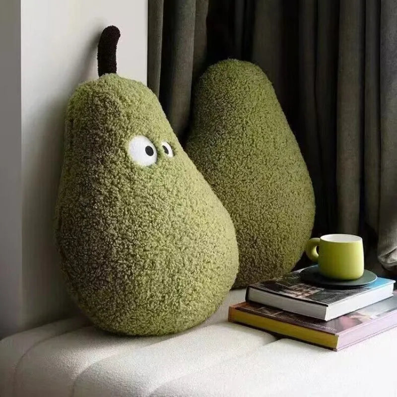 Cute Big Pear Plush Toys Cartoon Green Pear Stuffed Fruit Plushies Dolls Soft Sleeping Soothing Pillow Home Decor Children Gifts