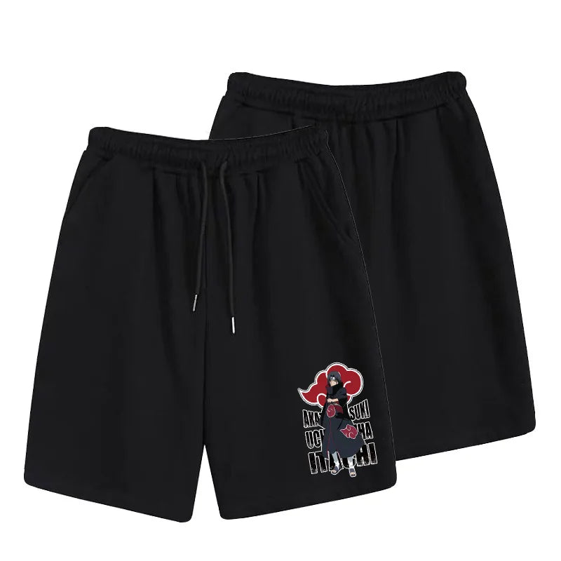 Naruto cartoon print summer casual shorts anime Akira organization Naruto peripheral micro-elastic loose sports shorts men