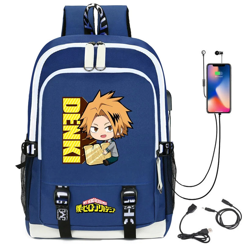 My Hero Academia Izuku Backpack with USB Charging Port Cute MHA Cosplay Bookbag for Boys Girls Gift School Mochila