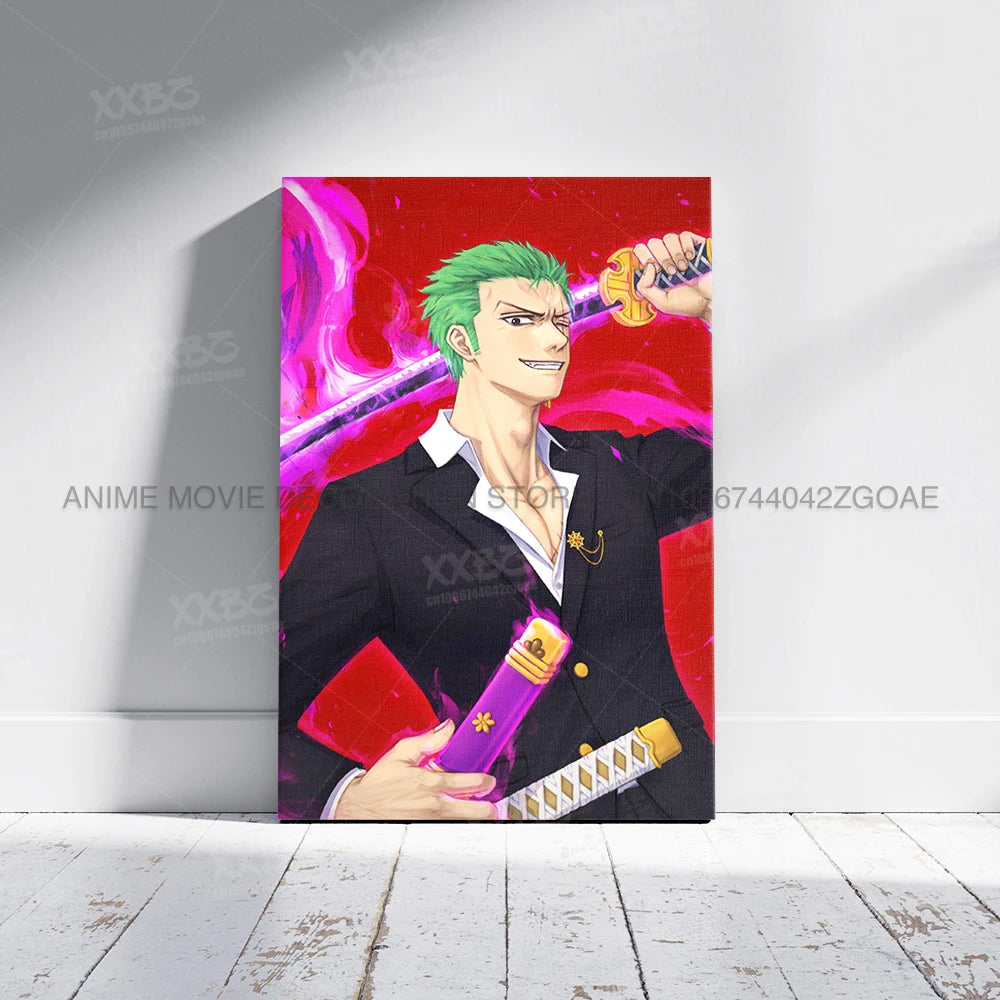 ONE PIECE Poster Roronoa Zoro Decorative Painting Anime Home Decor Straw Hat Pirates Canvas Picture Pirate Hunter Wall Art Mural