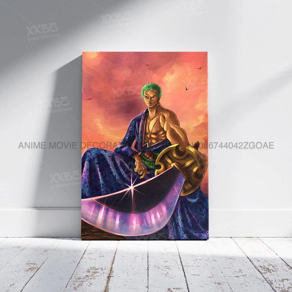 ONE PIECE Poster Roronoa Zoro Decorative Painting Anime Home Decor Straw Hat Pirates Canvas Picture Pirate Hunter Wall Art Mural