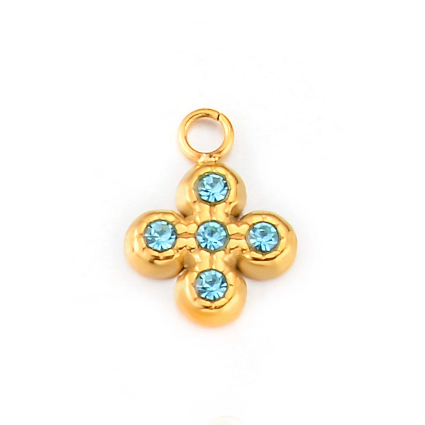 5pcs Mini Stainless Steel Pendant With Rhinestone Star Eyes Cross Ox Horn Charm DIY Bracelet Necklace Jewelry Making Accessories