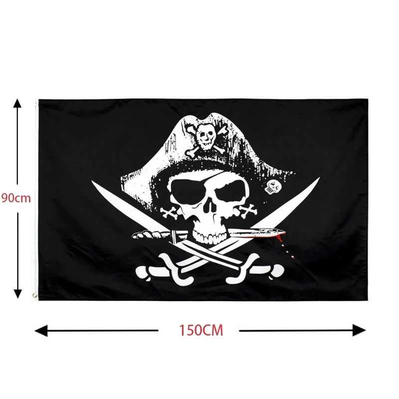 one piece skull 90*150cm decoration props red turban pirate flag skull flag halloween decoration anime cosplay children's gift