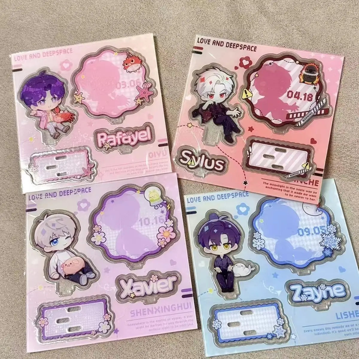 New Game Love and Deepspace Cute Anime Figure Xavier Zayne Rafayel ralayo Sylus Q Version Model Plate Desk Decor Fans Gift