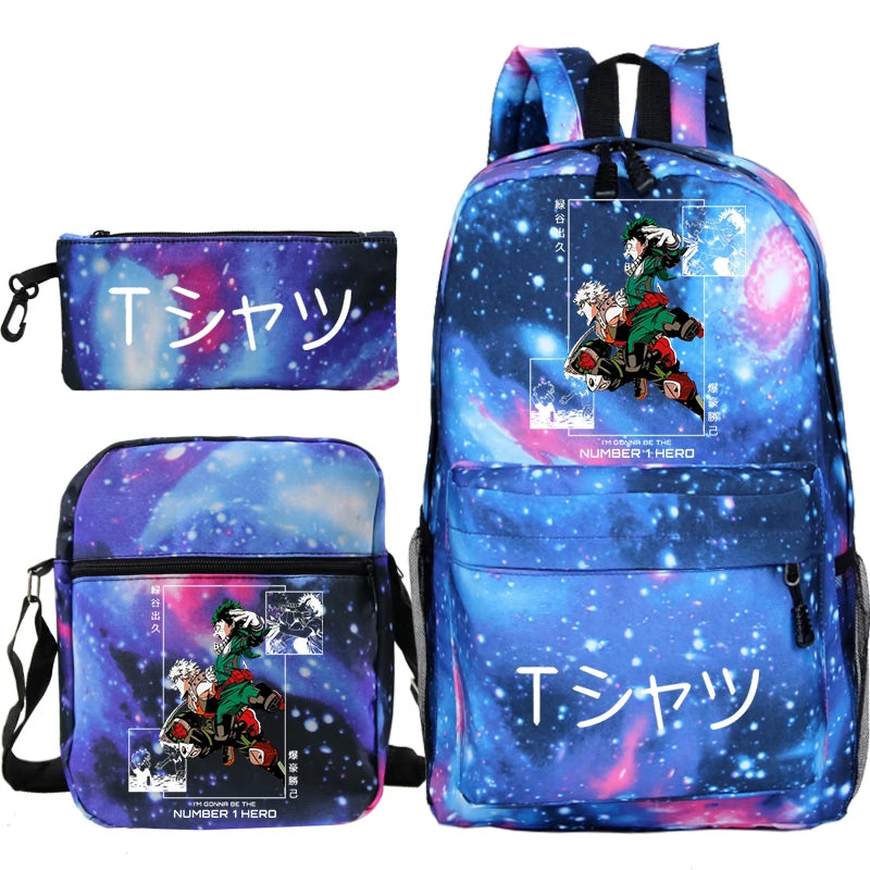 Anime My Hero Academia School Bags Boys Girls Cartoon Rucksack 3pcs Set Boku No Hero Academia Bookbag Children Backpacks Gift