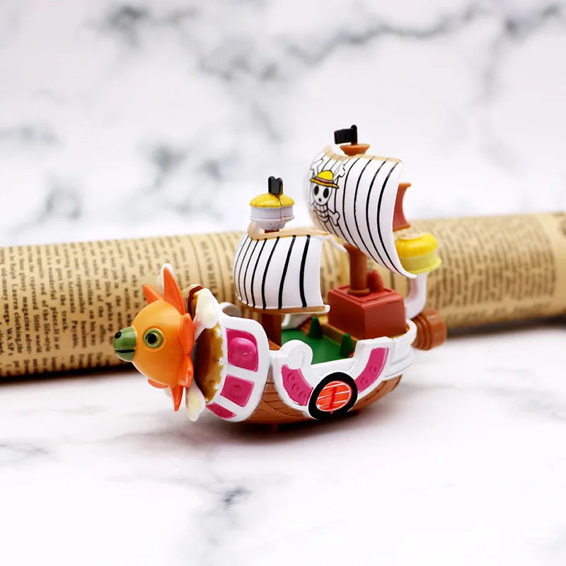 10CM Anime One Piece Going Merry Thousand Sunny Pirate Boat Mini Figure Ship Collectible Doll Pvc Model Toy Gift For Kids Fans