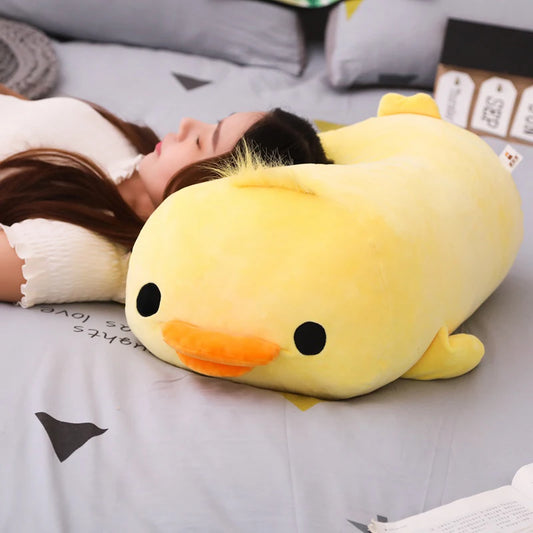 Cute Down Cotton Lying Duck Stuffed Yellow Duck Plush Toy Soft Children Pillow Cushion Nice Christmas Gifts for Girls Room Decor