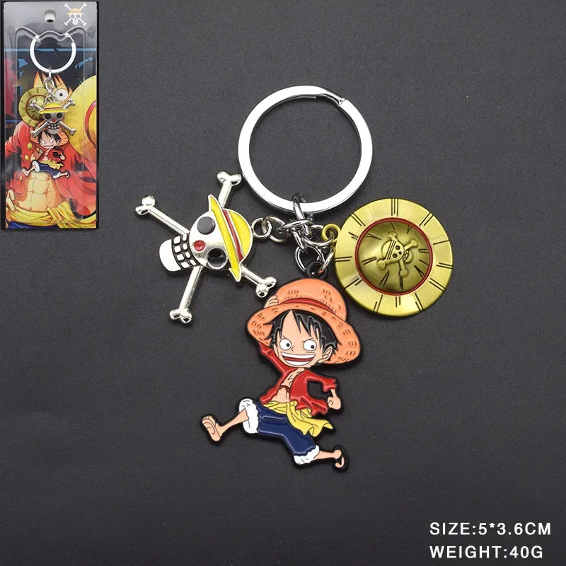Anime One Piece Thousand Sunny Metal Keychain Cartoon Luffy Pirates Boat Brooch Keyring Bag Pendant for Women Men Kids Model Toy