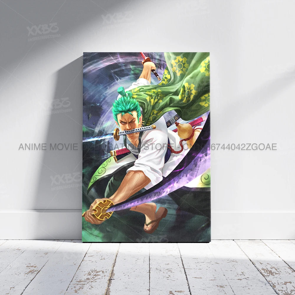 ONE PIECE Poster Roronoa Zoro Decorative Painting Anime Home Decor Straw Hat Pirates Canvas Picture Pirate Hunter Wall Art Mural