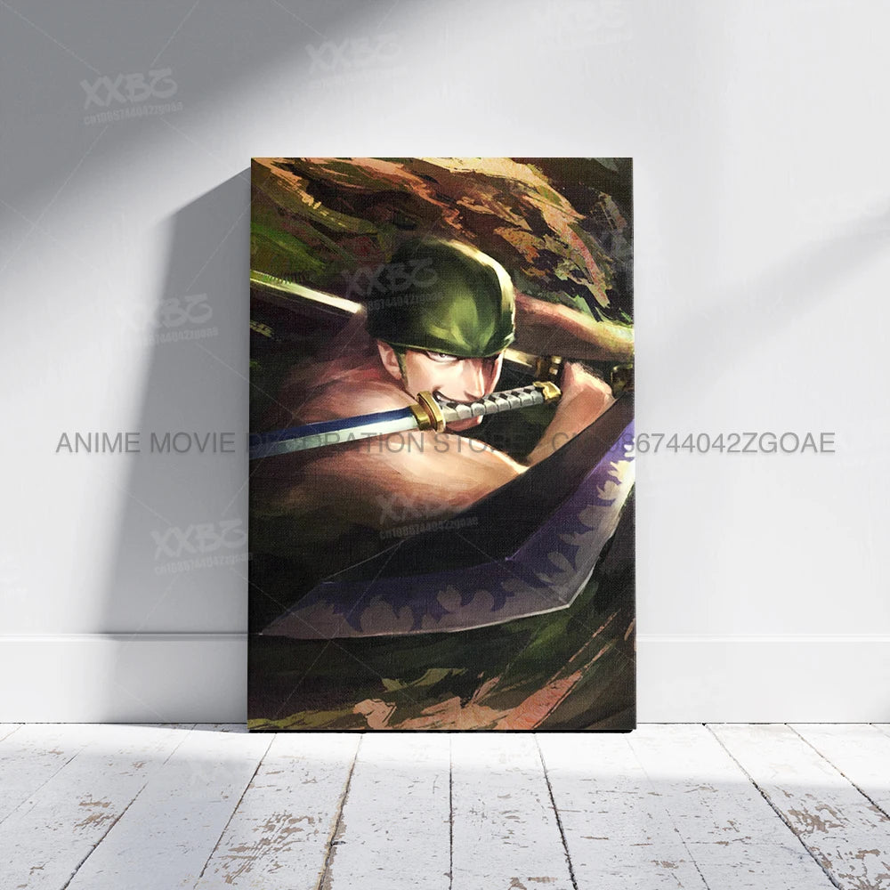 ONE PIECE Poster Roronoa Zoro Decorative Painting Anime Home Decor Straw Hat Pirates Canvas Picture Pirate Hunter Wall Art Mural