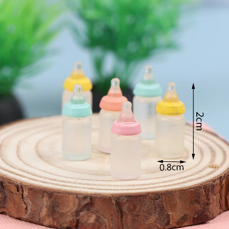 6Pcs 1:12 Dollhouse Miniatures Milk Bottle Baby Bottle Model Kitchen Accessories For Doll House Decor Kids Pretend Play Toys DIY
