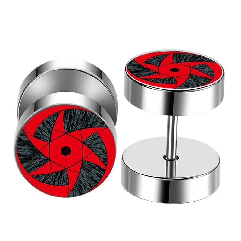 Anime Uzumaki Naruto Earrings Accessories Uchiha Itachi Sharingan Cosplay Party Studs Earrings Toys for Women Men Girl Gift