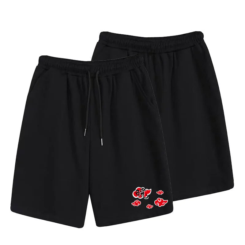 Naruto cartoon print summer casual shorts anime Akira organization Naruto peripheral micro-elastic loose sports shorts men