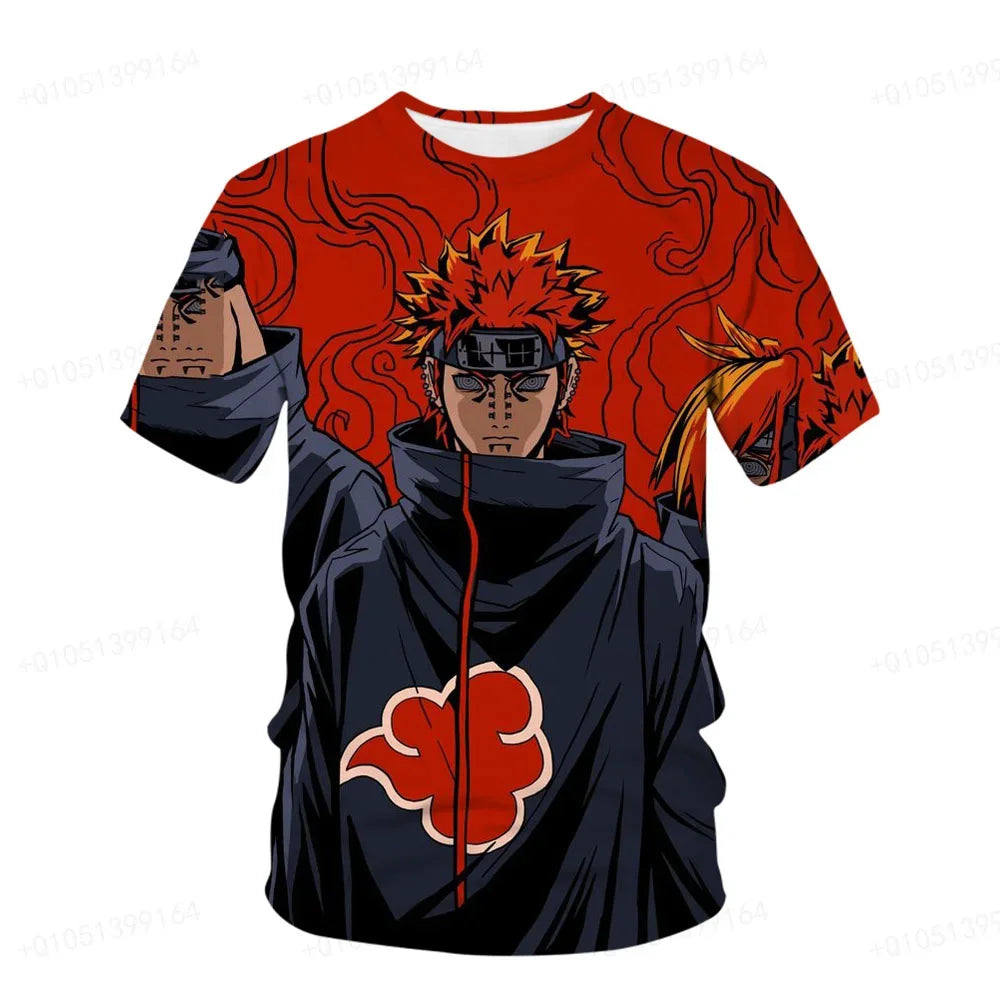 Naruto Boys Girls T-shirt Sasuke Men's T-shirt 3D Printing Shippuden Short-sleeved Anime Men's T-shirt Akatsuki Men's Clothing
