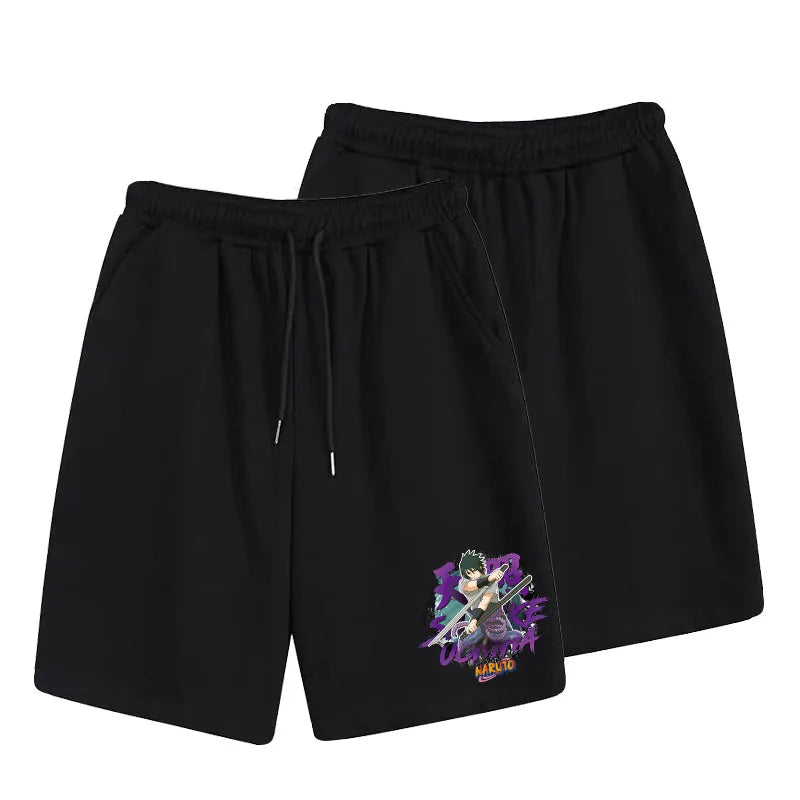 Naruto cartoon print summer casual shorts anime Akira organization Naruto peripheral micro-elastic loose sports shorts men